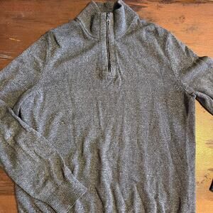 Banana Republic Men's 3/4 Zipper !00% Cotton Slub Novelty Sweater Size Large